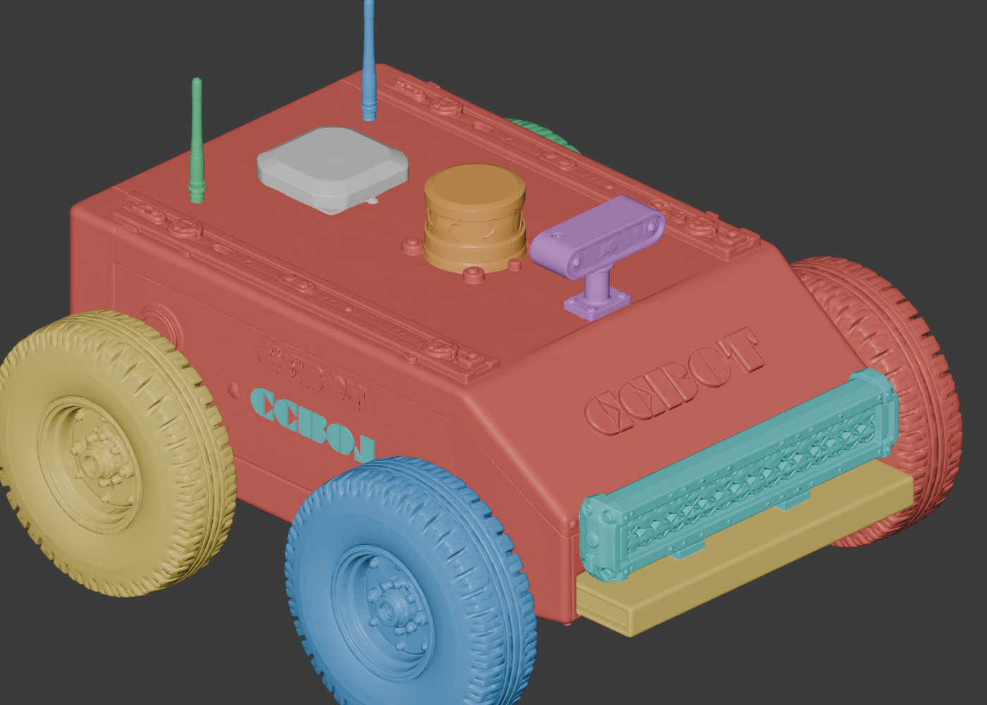 Color-coded robot chassis preview